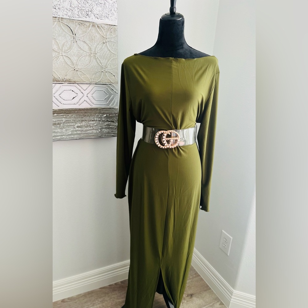 Olive Green Long Sleeve Dress